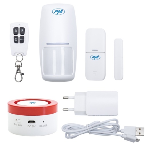 Sistem de alarma wireless PNI Safe House PG600, sistem inteligent de securitate pentru casa, conectare wireless, alarma antiefractie, alarma fara fir, alerta inteligenta prin aplicatia TUYA iOS / Andr