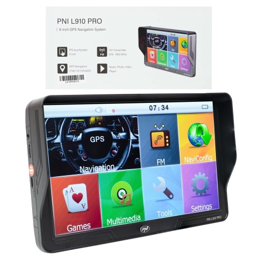 Sistem de navigatie GPS PNI L910 PRO cu parasolar, 9 inch, 800 MHz, 512MB DDR, 16GB memorie interna, FM transmitter, negru - Img 7