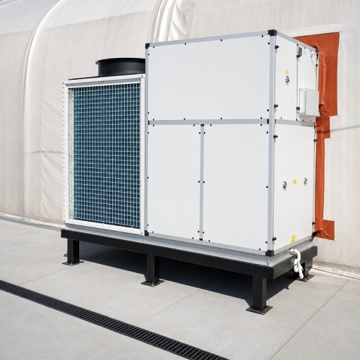 Sistem instalatie climatizare industriala 272.960 BTU, 80kW, 380V, functie incalzire si ventilatie, debit aer 17.500m3/h pentru corturi, hale, depozite 500–750m2 - Img 5