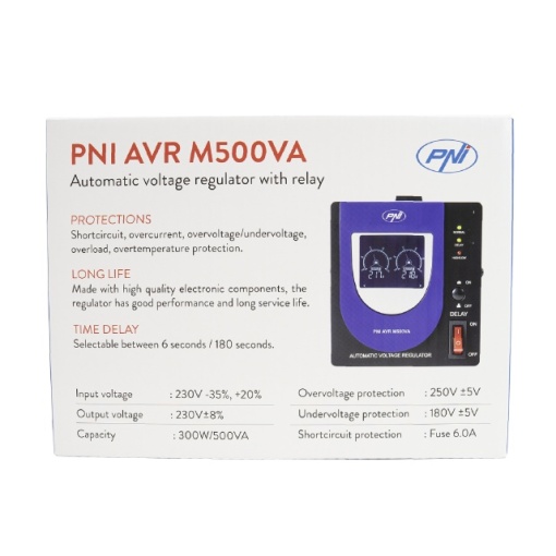 Stabilizator de tensiune cu releu PNI AVR M500VA, 1.4A, 300W, 500VA - Img 4