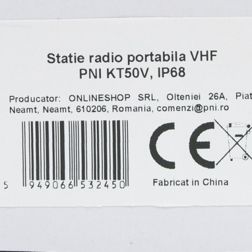 Statie radio portabila VHF PNI KT50V, 136-174MHz, 16CH, VOX, TOT, Scan, Li-Ion 3800 mAh, IP68 - Img 2
