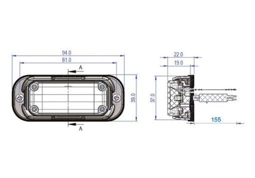 Stroboscop 4 led-uri 12V / 24V VIGNAL Albastru - Img 2