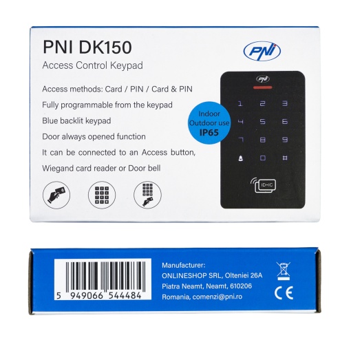 Tastatura control acces PNI DK150 stand alone, deblocare cu PIN, card RFID, IP65, negru - Img 11