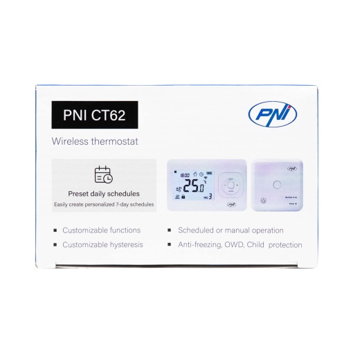 Termostat fara fir PNI CT62 pentru centrale termice, afisaj iluminat, programe zilnice - Img 4