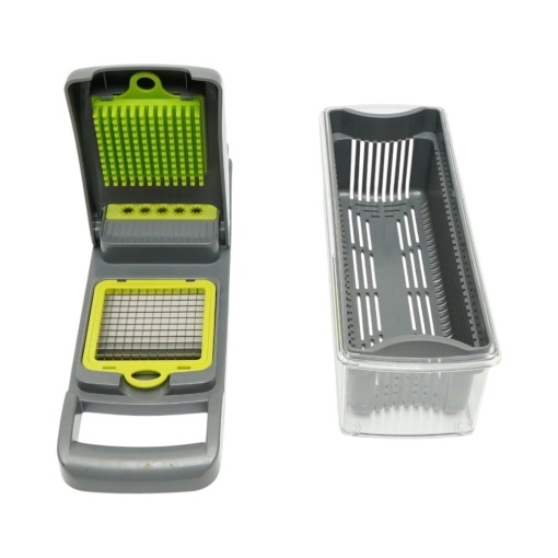 Tocator de legume multifunctional 12 in 1 manual, 8 lame inox interschimbabile, taietor legume, feliator, razatoare, decojitor, separator oua, recipient colectare - Img 11