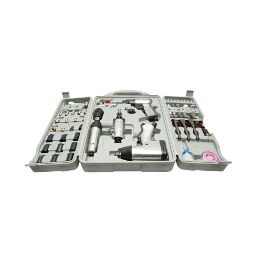 Trusa scule pneumatice cu pistol de impact, ciocan, clichet, polizor drept si accesorii 71 piese - Img 3