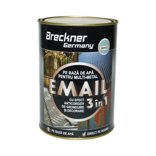 Vopsea email anticoroziva 3 in 1 argintie pentru metal 2kg, direct pe rugina, pe baza de apa Breckner Germany - Img 2