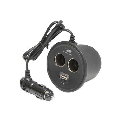 Adaptor triplu bricheta pt suport pahar cu cablu 1m - Img 2
