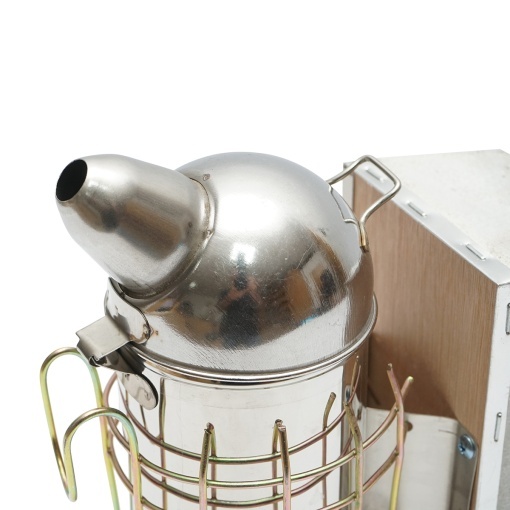 Afumator albine din otel inox cu cilindru scut termic si burduf din piele 210mm - Img 4