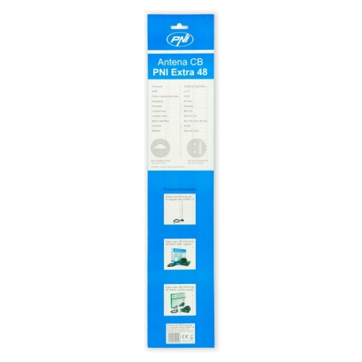 Antena CB PNI Extra 48, cu magnet inclus, 45 cm, 26-30MHz, 150W, SWR 1.0, fibra de sticla