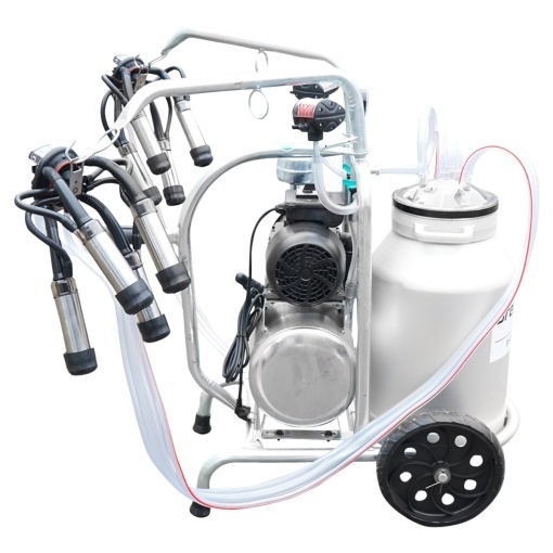 Aparat de muls vaci cu grup colector 160cc sasiu galvanizat bidon aluminiu 40L 2 posturi Breckner Germany - Img 2