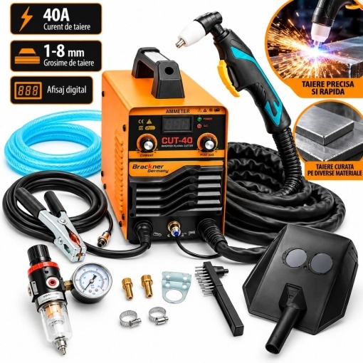 Aparat de taiere cu plasma tip invertor 40A, 220V, grosime 1-8mm, regulator presiune aer, afisaj digital CUT40 Breckner Germany - Img 2