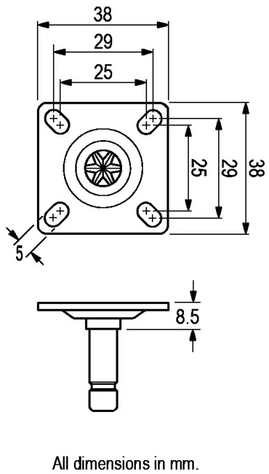 Ax suport pentru roti 38x38mm - Img 2