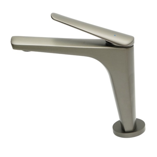 Baterie lavoar baie Premium din cupru, pipa lunga, design patrat, monocomanda, gri grafit satinat, furtunuri incluse - Img 3