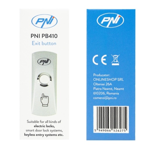 Buton de acces PNI PB410, contact iesire NO/COM, max. 12V/24V 0.5A, aliaj de zinc - Img 7