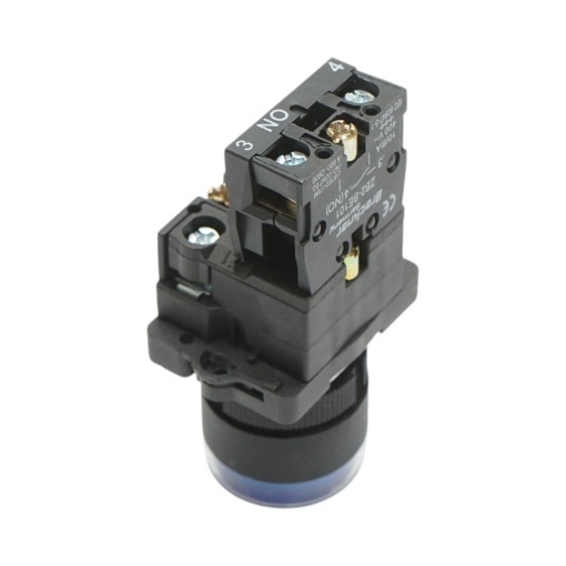 Buton indicator LED albastru cu rezistenta integrata 1NO, 220V, LAY5 Breckner Germany - Img 4