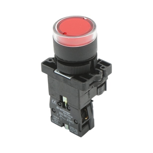 Buton indicator LED rosu cu rezistenta integrata 1NC, 24V LAY5 Breckner Germany - Img 3