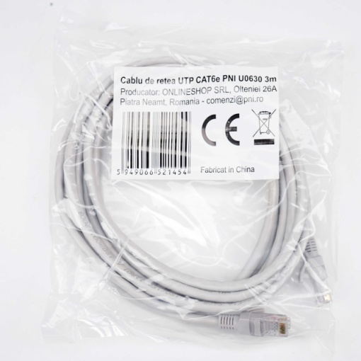Cablu de retea UTP CAT6 PNI U0630, patch, mufat 2xRJ45, 8 fire x 0.5 mm, 3m - Img 3