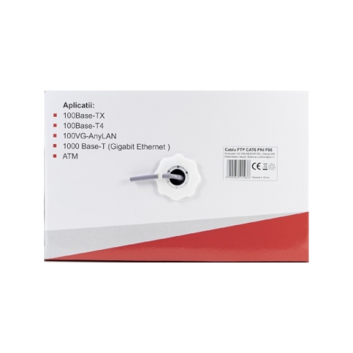 Cablu FTP CAT6 PNI F06 cu 4 perechi pentru internet 1 Gigabit si sisteme de supraveghere Rola 305m - Img 8
