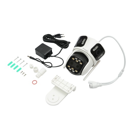 Camera de supraveghere 4 lentile, 3 obiective 12 MP, 2 CPU dual control, P2P WIFI 2.4GHz, PTZ cu senzor de miscare, night vision color, AI detectie umana si aplicatie iCSee - Img 2