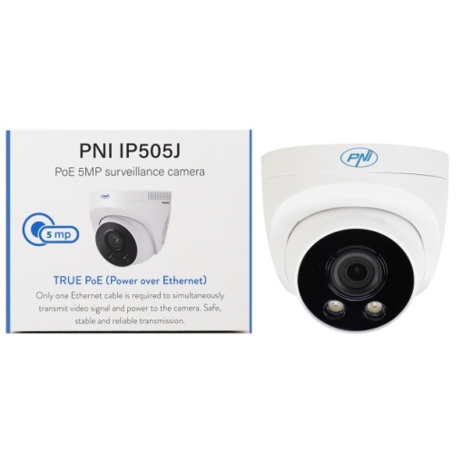 Camera supraveghere video PNI IP505J POE, 5MP, dome, 2.8mm, pentru exterior, alb - Img 2