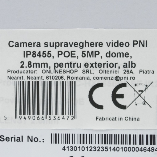 Camera supraveghere video PNI IP505JS POE, 5MP, dome, 2.8mm, pentru exterior, alb - Img 5