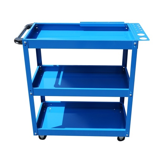 Carucior scule metalic pe roti cu 3 rafturi, compartimente piese si suporturi perforate 660x360x730mm - Img 4