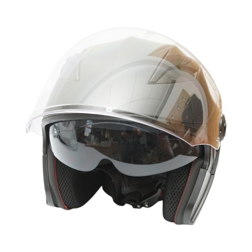 Casca moto tip jet neagra, model urban cu viziera transparenta si ochelari de soare, marimea L - Img 6