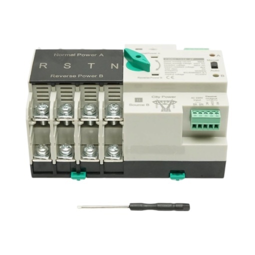 Comutator ATS trifazat 4P, 100A 400V AC Dual Power, transfer automat de la panouri fotovoltaice la retea FHM3-100E/4P - Img 2