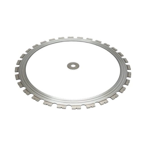 Disc inelar diamantat segmentat 510mm, 30 dinti, caneluri interioare cu rola antrenare pentru masina de taiat beton Breckner Germany - Img 2