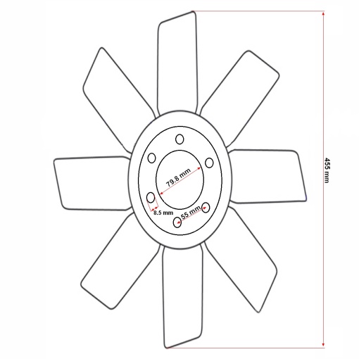 Elice ventilator din plastic cu 8 palete UTB U-650 - Img 3