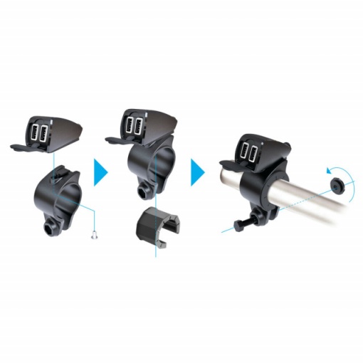 Incărcător USB dublu cu fixare pe ghidon - Img 2