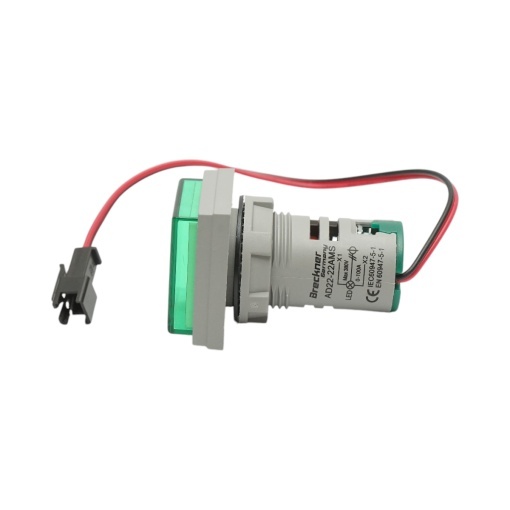 Indicator digital ampermetru LED verde 0-100A, 220V/380V Ø 22mm Breckner Germany - Img 3