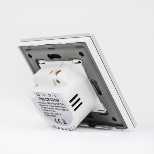 Intrerupator cap scara si cap cruce simplu cu touch PNI CS101W din sticla, alb cu LED indicator, 800W - Img 7