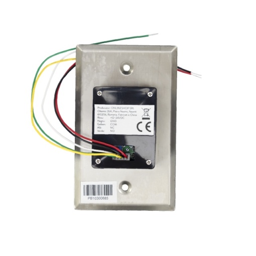 Intrerupator de acces incastrabil PNI PB103, fara atingere, NO/NC/COM, 12V/24V DC, LED stare, metalic, 5 fire - Img 3