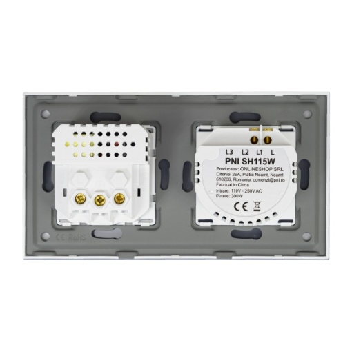 Intrerupator simplu PNI SH115W din sticla cu touch, combinat cu priza Schuko si mufe USB - Img 6