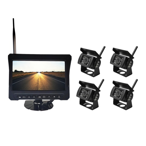 Kit supraveghere video wireless PNI TRK506 pentru camion DVR cu monitor LCD si 4 camere, slot card SD, IP66, 12V/24V, vizibilitate nocturna