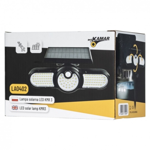 Lampa solara, 112 x LED, cu senzor de miscare, 3 capete rotative 360° - Img 7
