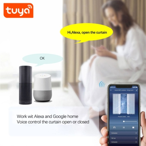 Motor inteligent pentru draperii, perdele PNI SafeHome PT923, WiFi, cu telecomanda inclusa, controlata cu aplicatia Tuya Smart - Img 4