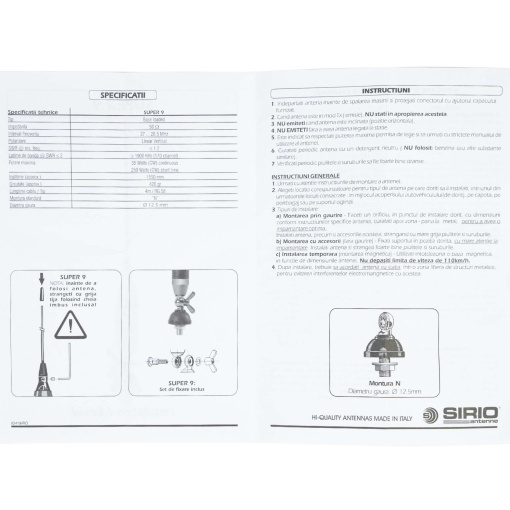 Pachet Antena CB Sirio SUPER 9 cu fluture, lungime 155 cm si Sticky Pad Drapel inclus - Img 7
