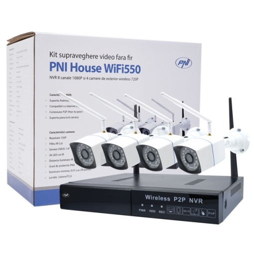 Pachet Kit supraveghere video PNI House WiFi550 NVR si 4 camere wireless, 1.0MP cu HDD 1tb inclus - Img 7