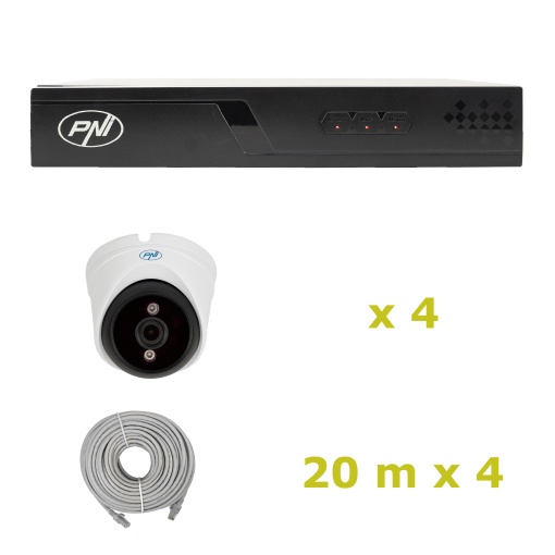 Pachet supraveghere video NVR POE PNI House IP710J, 4 camere PNI IP808J 8MP si 4 cabluri UTP CAT6 20 metri incluse - Img 2
