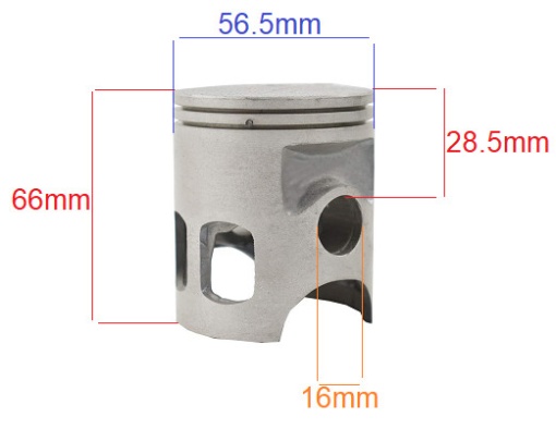 Piston scuter 2T 125cc Yamaha DT 56.5mm (h 66mm) - Img 2