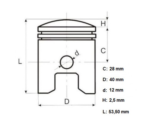 Piston scuter 2T 50cc Honda Dio Bali / Kymco 40mm - Img 2