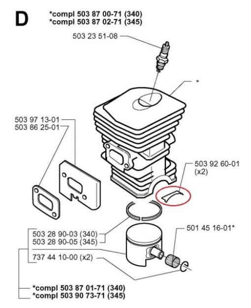 Placuta cilindru drujba Husqvarna 340, 345 originala - Img 2