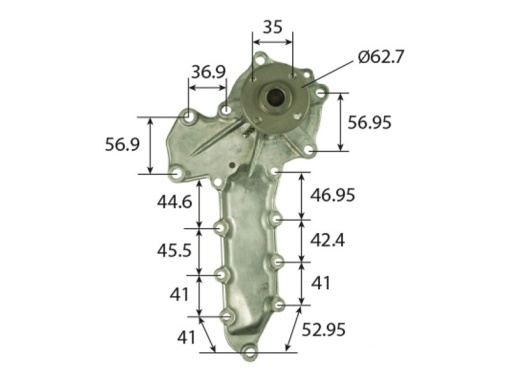 Pompa apa pentru pentru New Holland, Bobcat, Kubota cod OEM 6653941, 6684225, 15521-73033, 15521-73030, 15521-73035 - Img 2