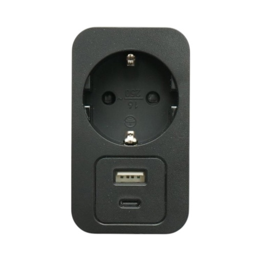 Priza inteligenta smart Wi-Fi neagra 100-240V, 16A, 3680W, 2 porturi USB A+C 5V, aplicatie Tuya Smart Life, compatibila Alexa si Google Home - Img 2