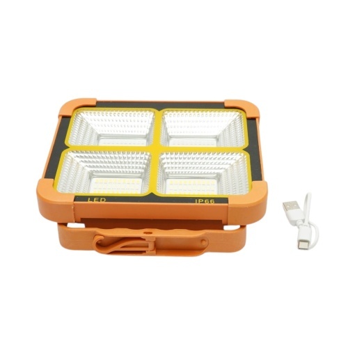 Proiector LED portabil 100W cu panou solar 1.5W, baterie 3600mAh, 6 moduri de iluminare, magnet, carlig, USB Power Bank 210x170x55mm Breckner Germany - Img 6