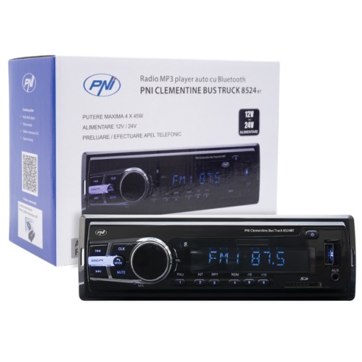 Radio MP3 player auto PNI Clementine Bus Truck 8524BT RDS 4x45w 12V/24V 1 DIN cu SD, USB, AUX, RCA si Bluetooth - Img 6