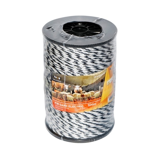 Rola fir alb-negru fi 4mm insertie metalica 3x0.2mm SS, rezistenta 9 Ohm/m, 500m gard electric Thor - Img 3